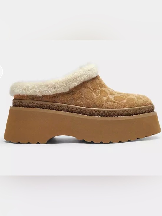 Coach Shoes - Coach Slip-On 2.5 In Platform Cecelia Clog Signature Suede Size 11
